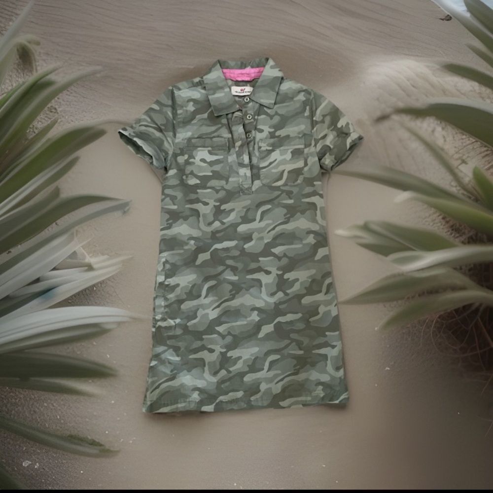 Vineyard Vines Camouflage Green Mini Dress Girls sz 6